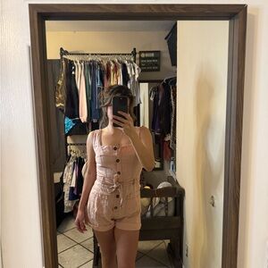 Zara Pastel Pink Button-Down Romper